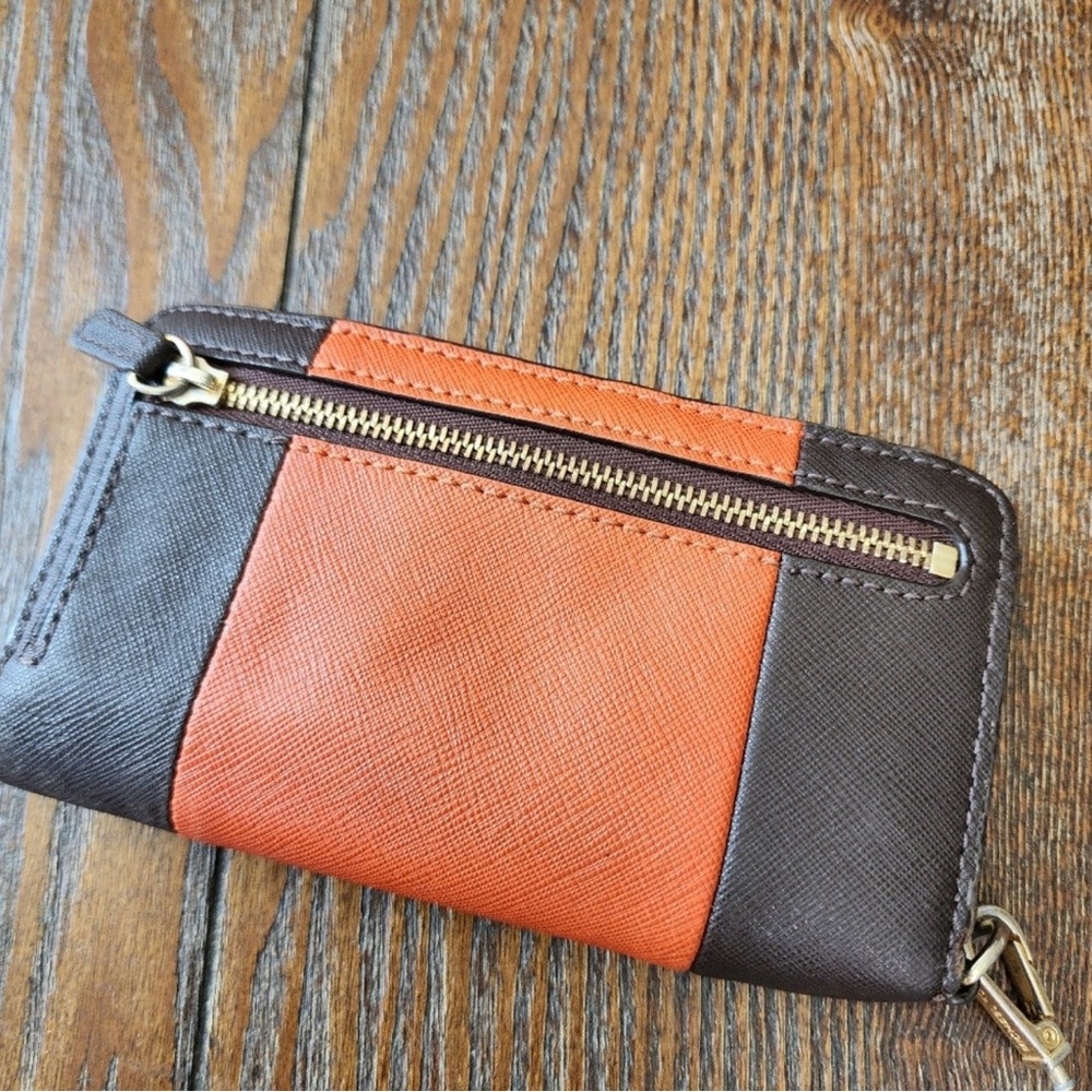 Michael Kors Two-Tone Orange and Brown Tote - Picture 6 of 9